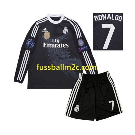 Fußballtrikots Real Madrid Cristiano Ronaldo 7 2014 Retro Kinder Ausweich Trikotsatz Langarm